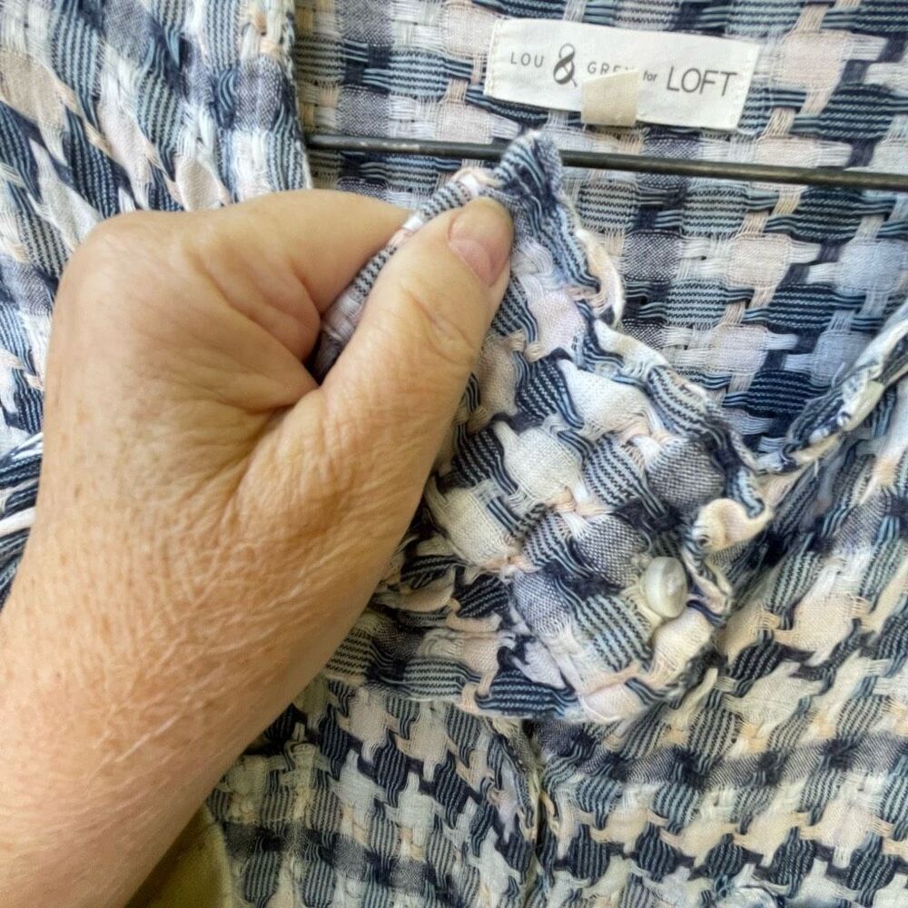 Lou & Grey LOFT houndstooth tie front cotton shirt - Picture 3 of 13